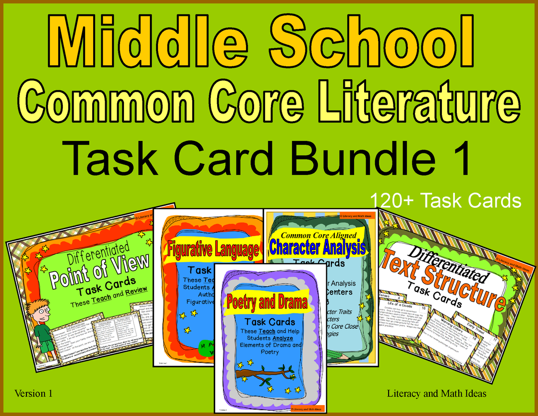 Middle School Literature Task Card Bundle 1