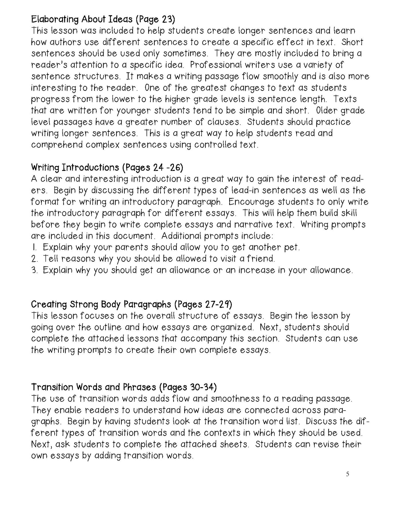 Writing Lessnos Writing Lessons (Differentiated Lessons) – Literacy and Math Ideas