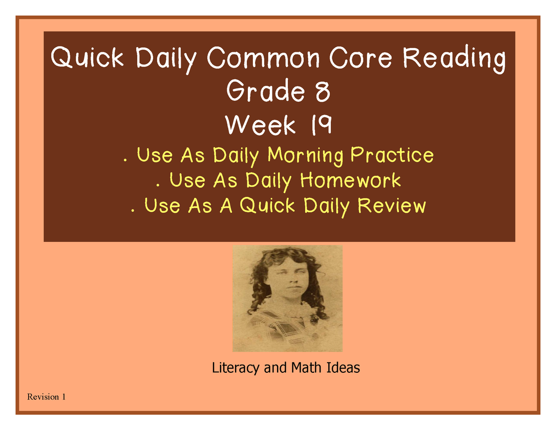 Grade 8 Daily Common Core Reading Practice Week 19