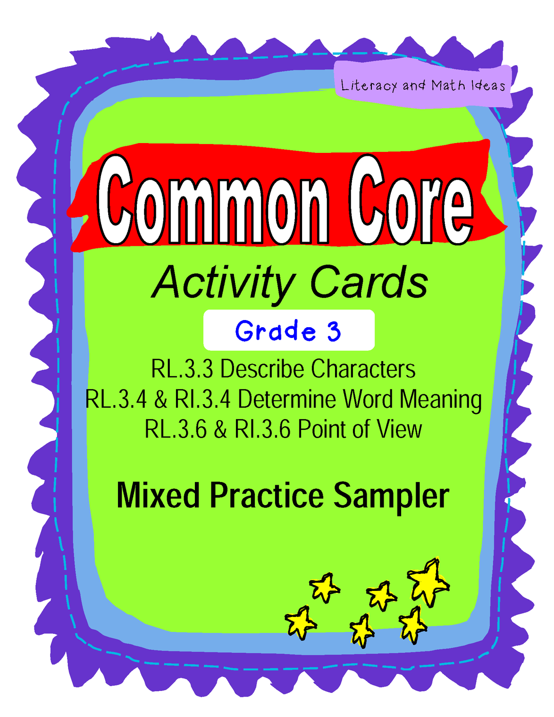 Free Grade 3 Common Core Reading Activity Cards Sampler
