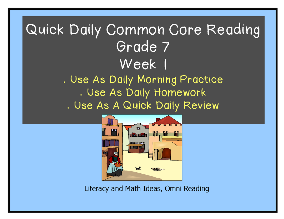 Grade 7 Daily Common Core Reading Practice Week 1