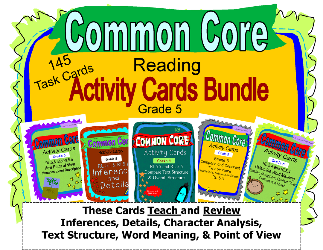 Grade 5 Common Core Reading Activity Cards Bundle