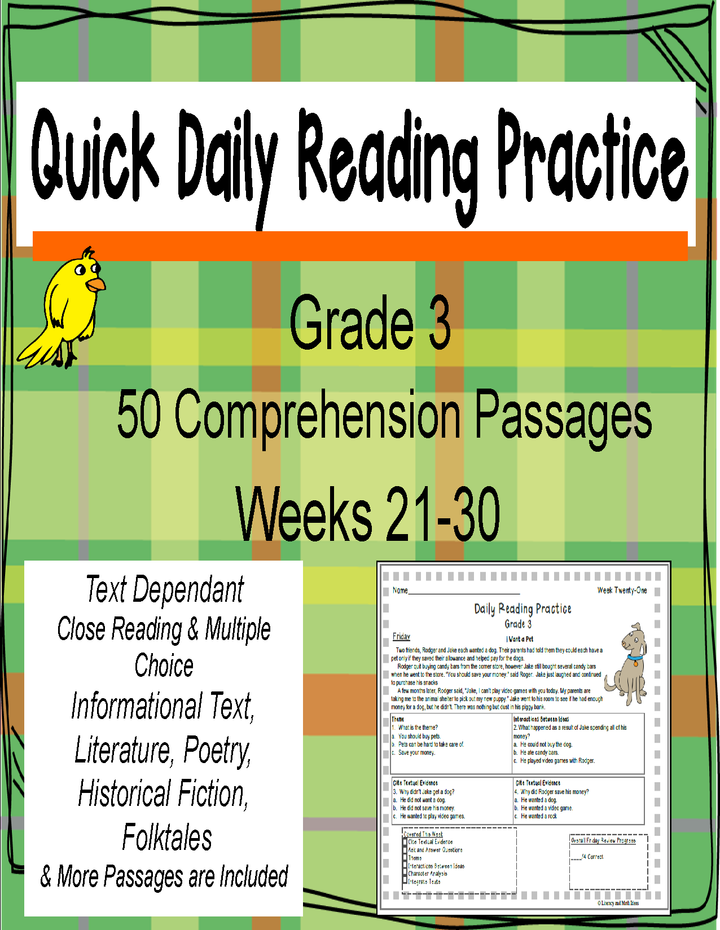 Grade 3 Daily Reading Practice (Weeks 21-30)