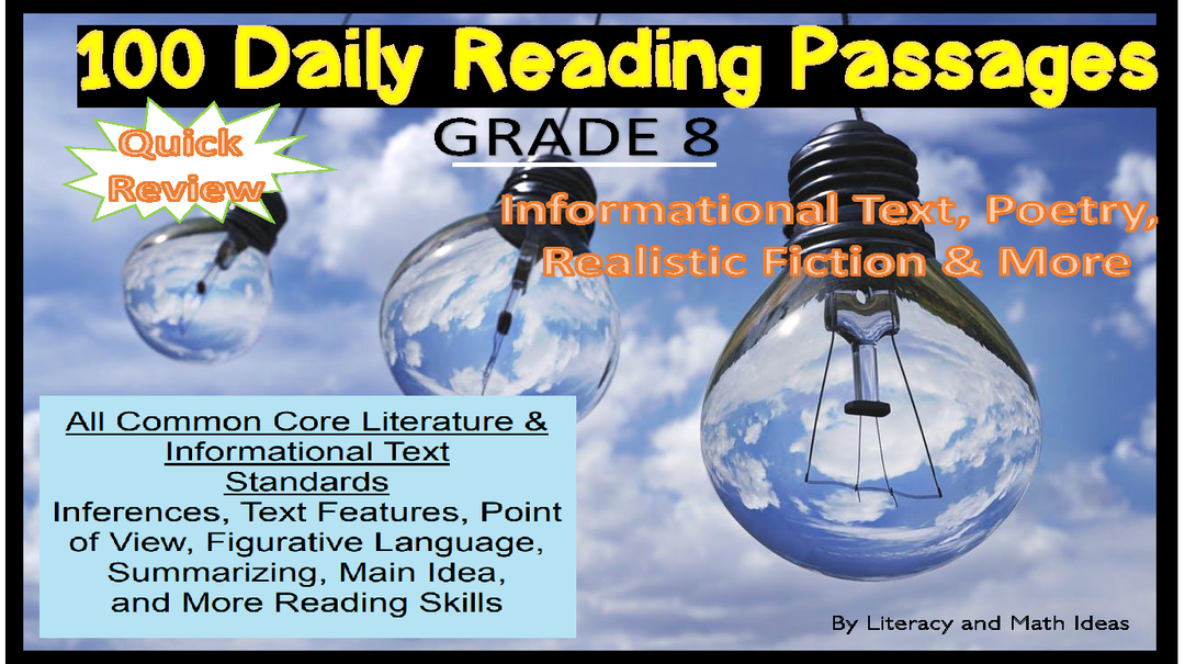 Grade 8 Daily Common Core Reading Practice Weeks 1-20