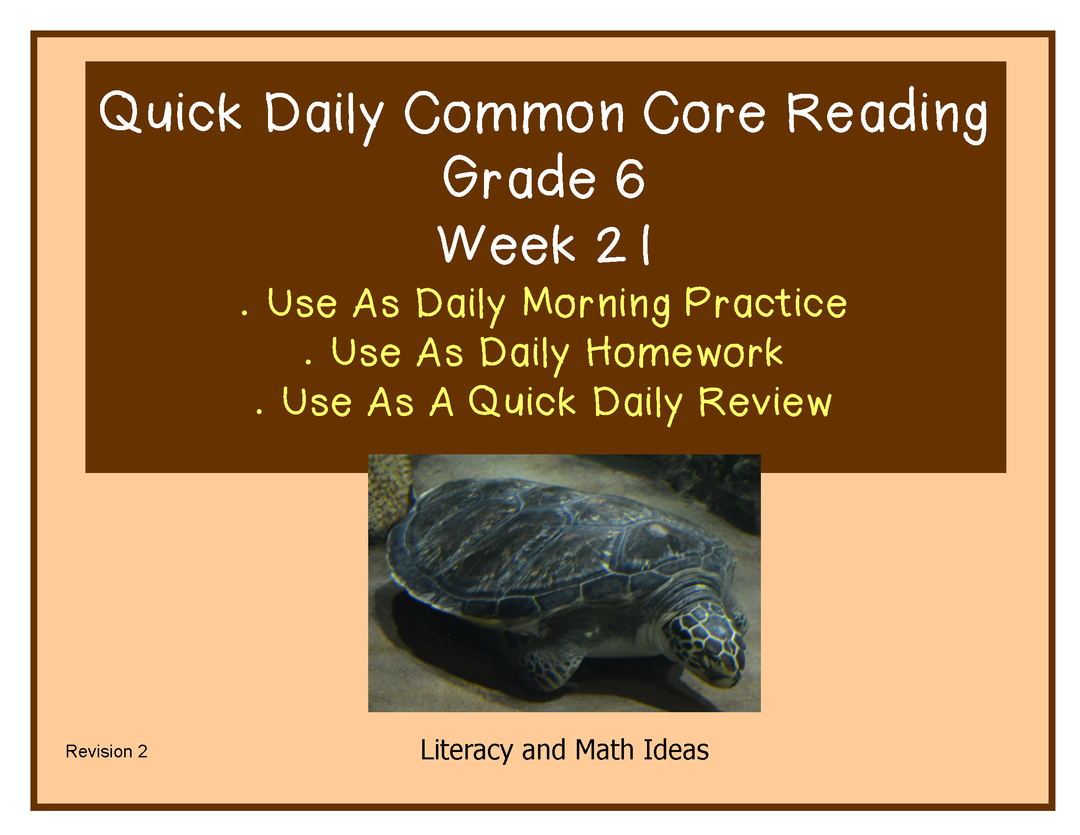 Grade 6 Daily Common Core Reading Practice Week 21