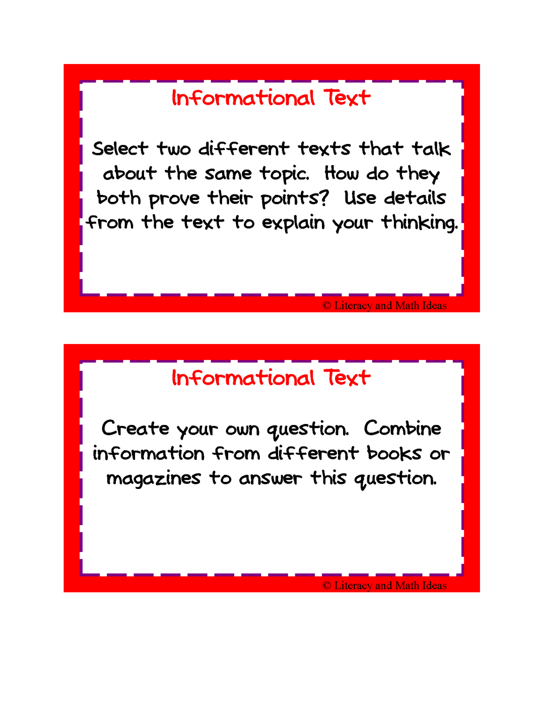 Guided Reading Task Cards: Grade 5
