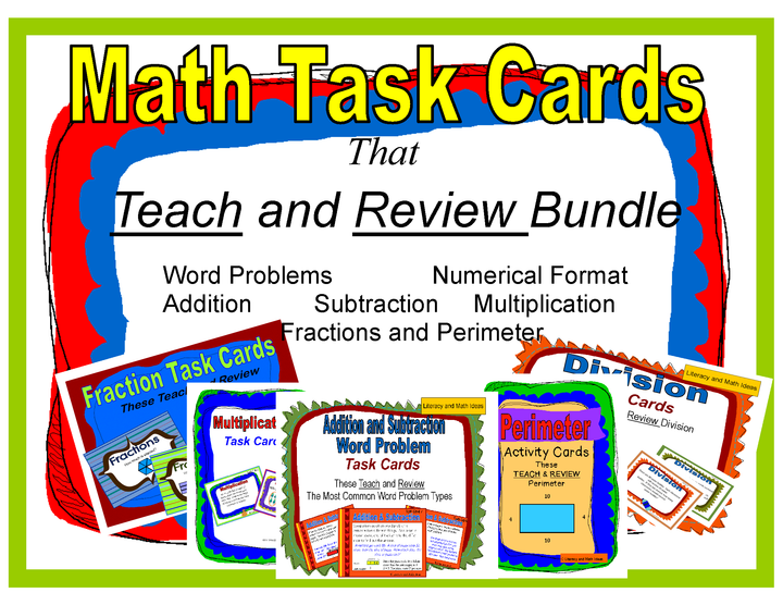 Math Task Cards That Teach and Review Bundle