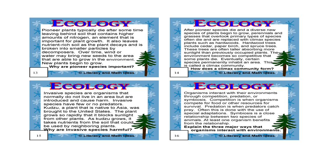 Ecology Task Cards