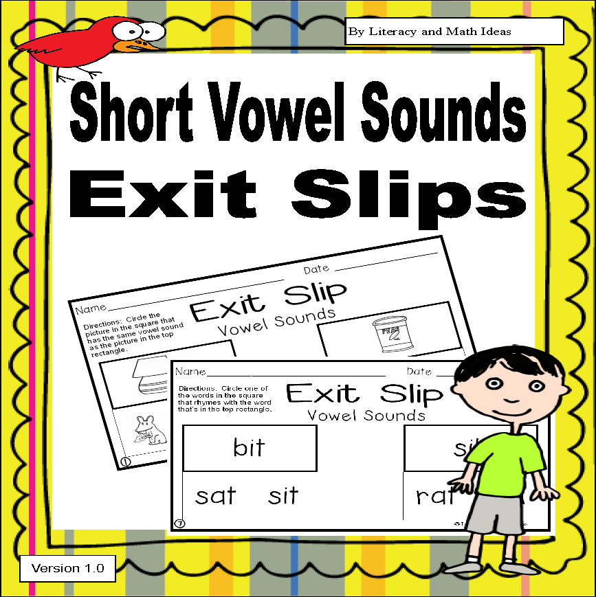 Short Vowel Sound Exit Slips