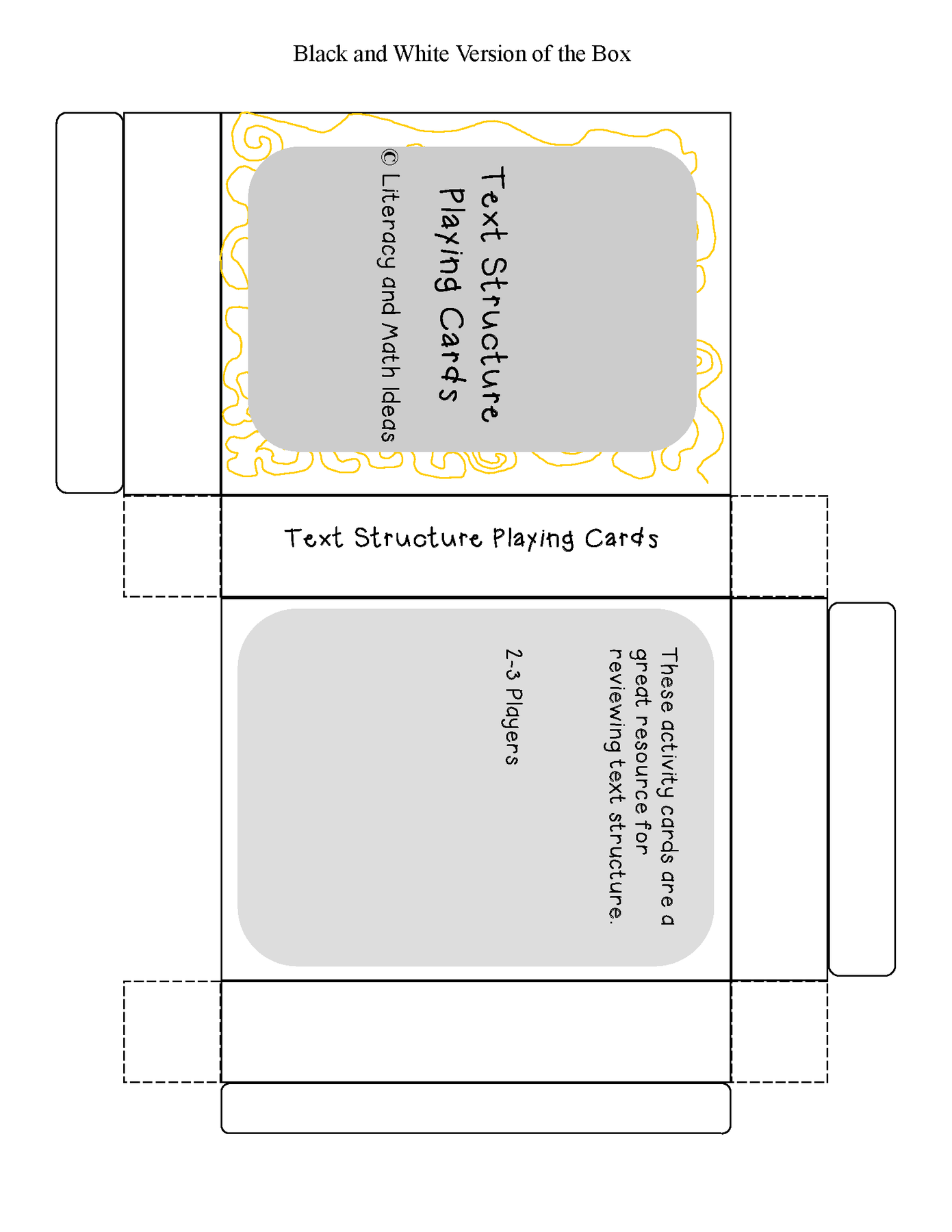 Text Game Card Printable Text Structure Playing Cards – Literacy and Math Ideas