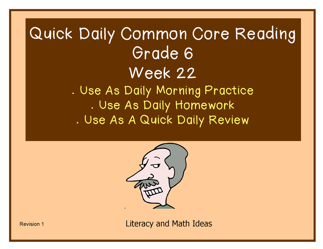 Grade 6 Daily Common Core Reading Practice Week 22