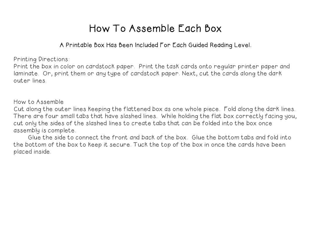 Details Task Cards For Each Guided Reading Level (Levels E, F, G)