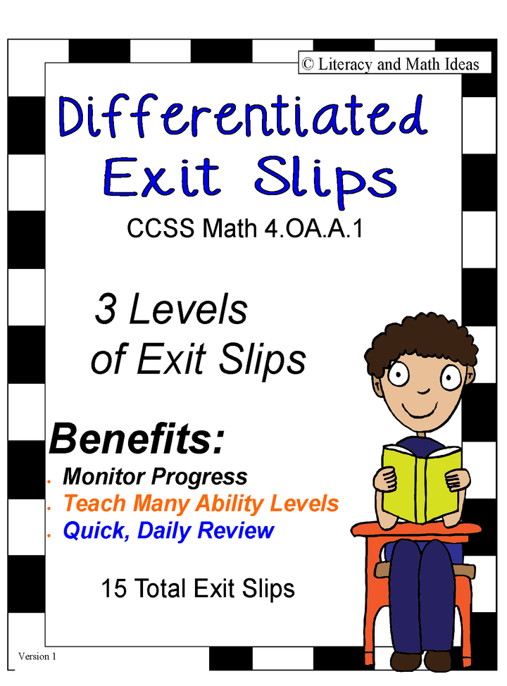 (Differentiated) Common Core Math Exit Slips 4.OA.A.1