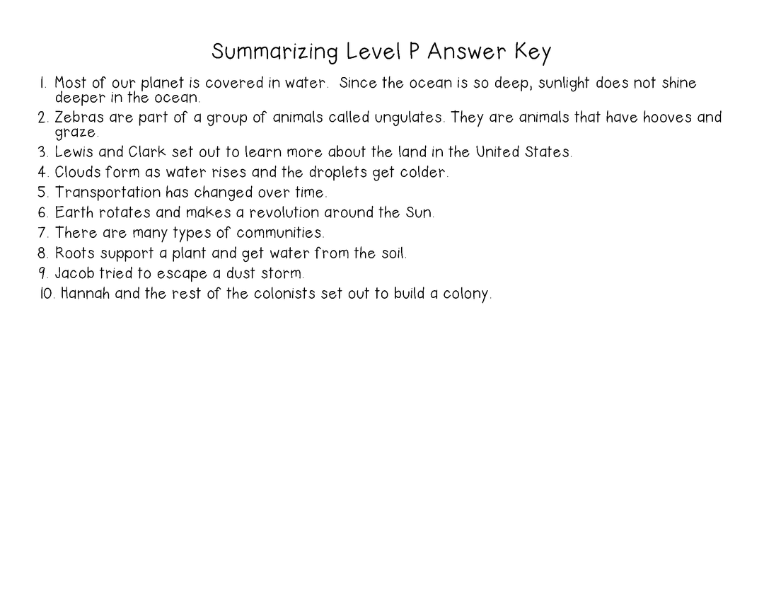 Summarizing Task Cards For Each Guided Reading Level (Levels N, O, P)