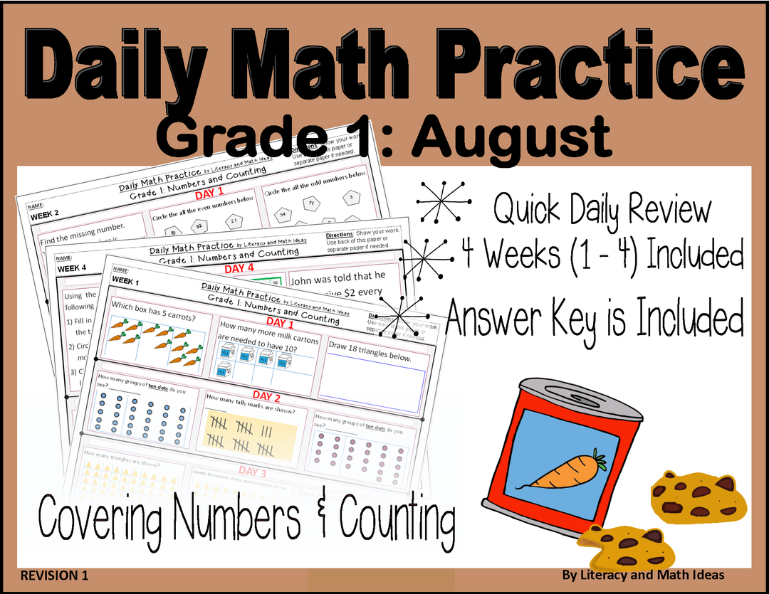 Daily Math Practice (Grade 1) August