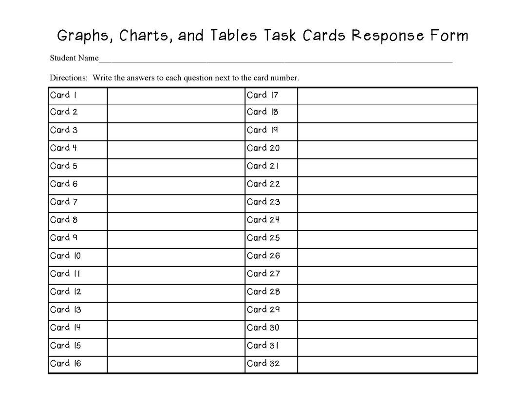 Graphs and Charts Task Cards