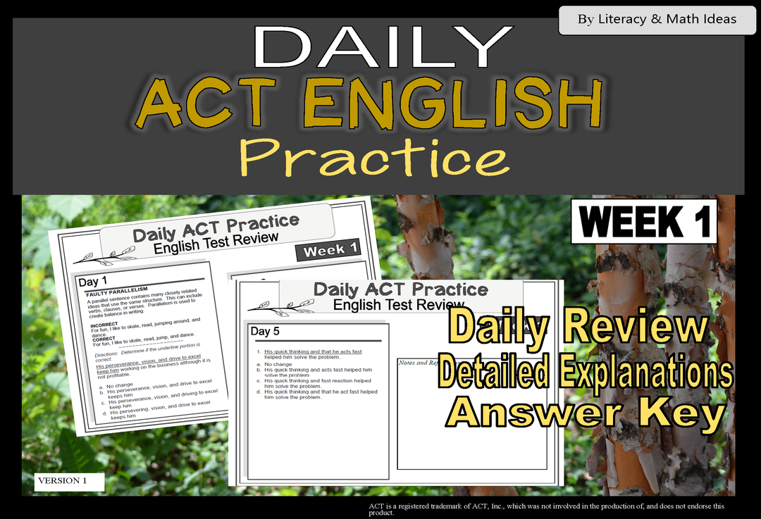 Daily ACT English Test Practice (Week 1)