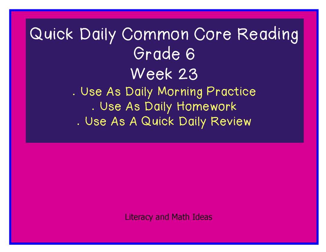 Grade 6 Daily Common Core Reading Practice Week 23