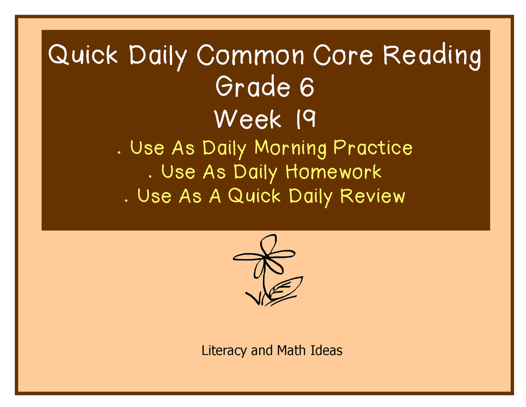 Grade 6 Daily Common Core Reading Practice Week 19