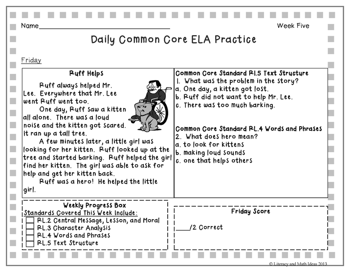 Grade 2 Daily Common Core Reading Practice Weeks 1-5