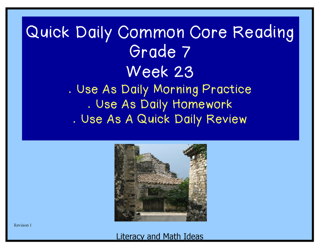 Grade 7 Daily Common Core Reading Practice Week 23