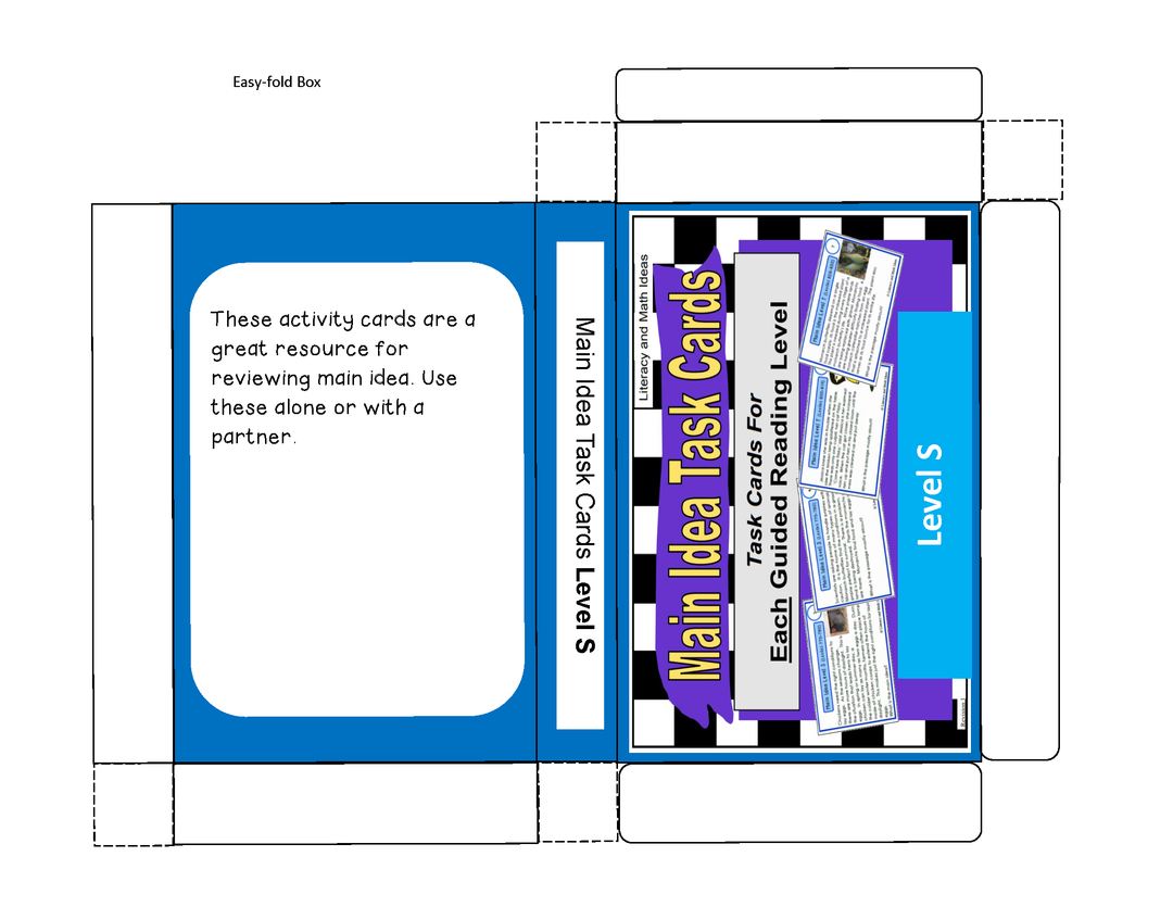 Main Idea Task Cards (Guided Reading Levels S,T,and U) Lexiles 775-886