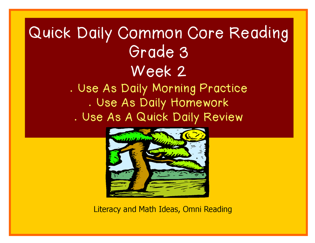 Grade 3 Daily Common Core Reading Practice Week 2