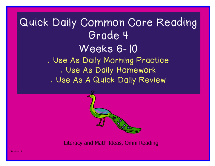 Grade 4 Daily Common Core Reading Practice Weeks 6-10