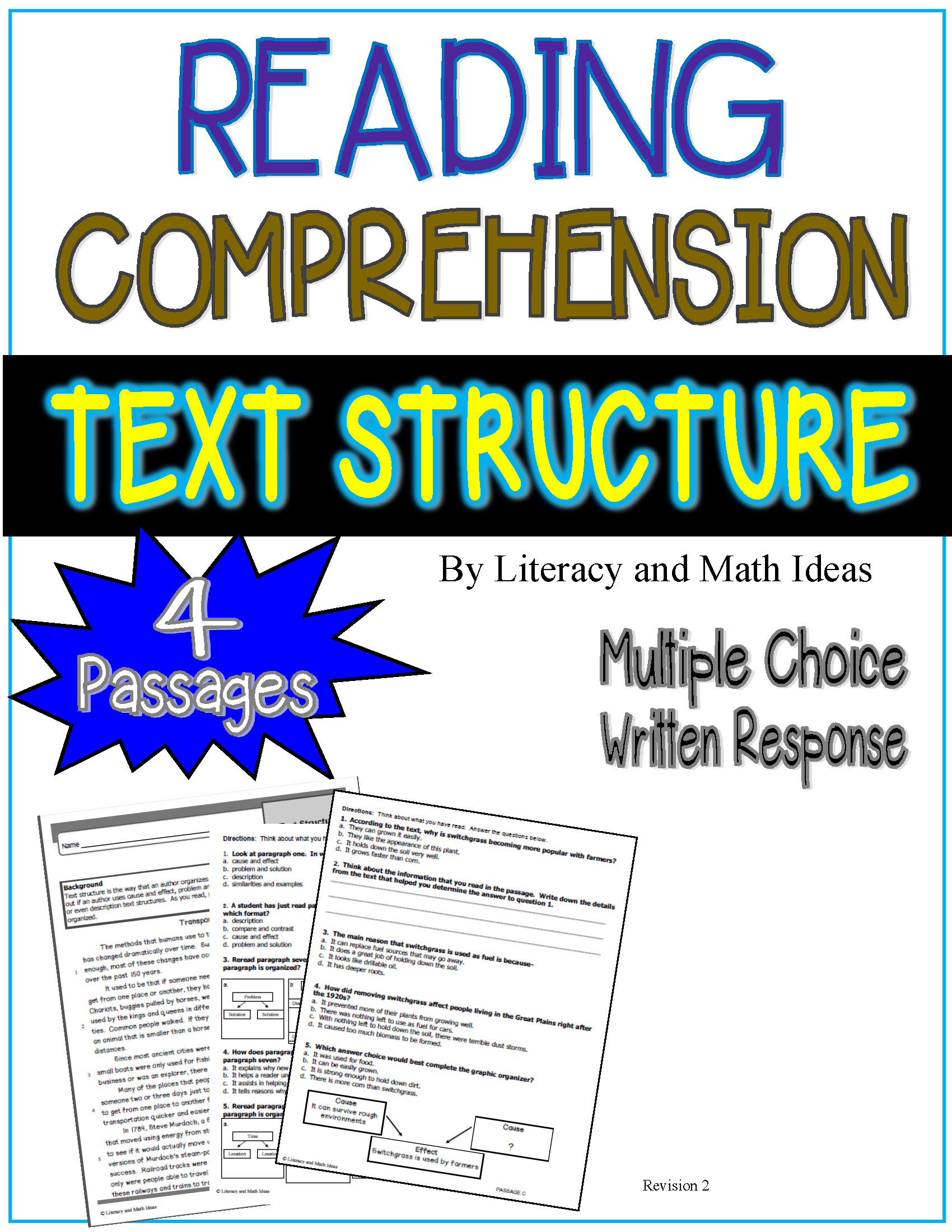 Reading Comprehension: Text Structure – Literacy and Math Ideas