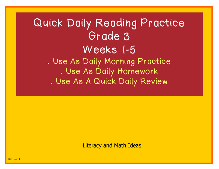 Daily Reading Practice Grade 3 (35 Full Weeks)