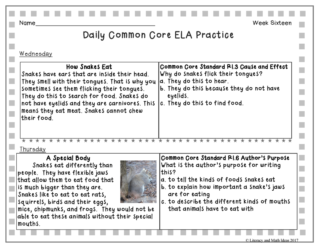 Grade 2 Daily Common Core Reading Practice Weeks 16-20