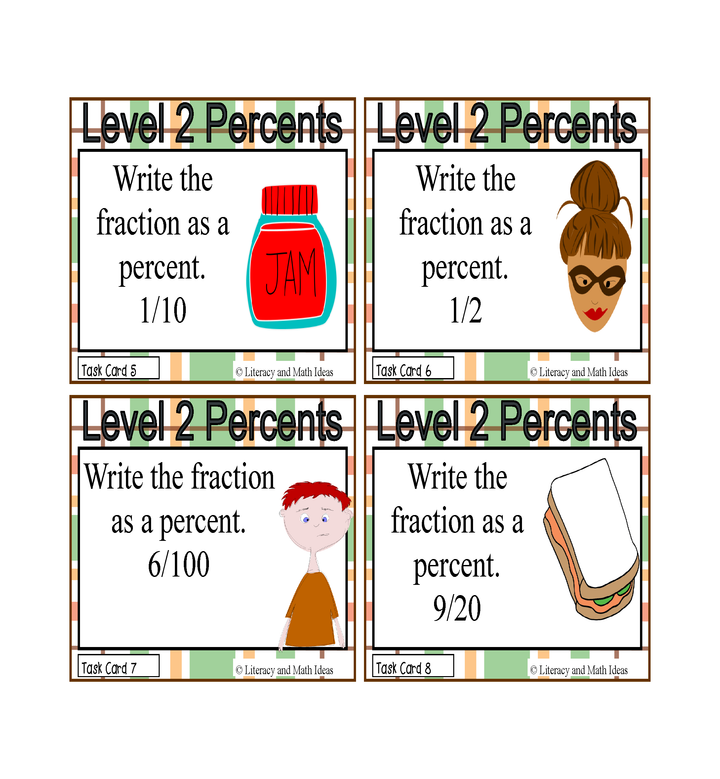 Percents Task Cards (Guided Math Level 2)