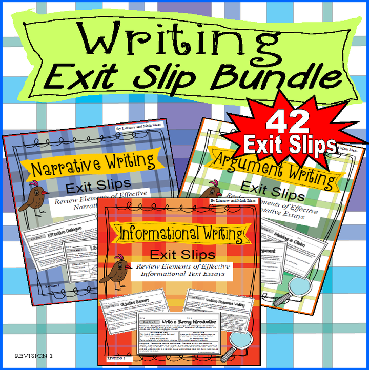 Essay Writing Exit Slips Bundle