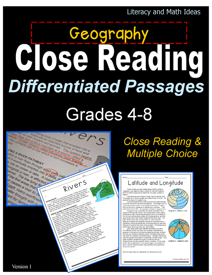 Geography Close Reading Differentiated Passages (Grades 4-8)