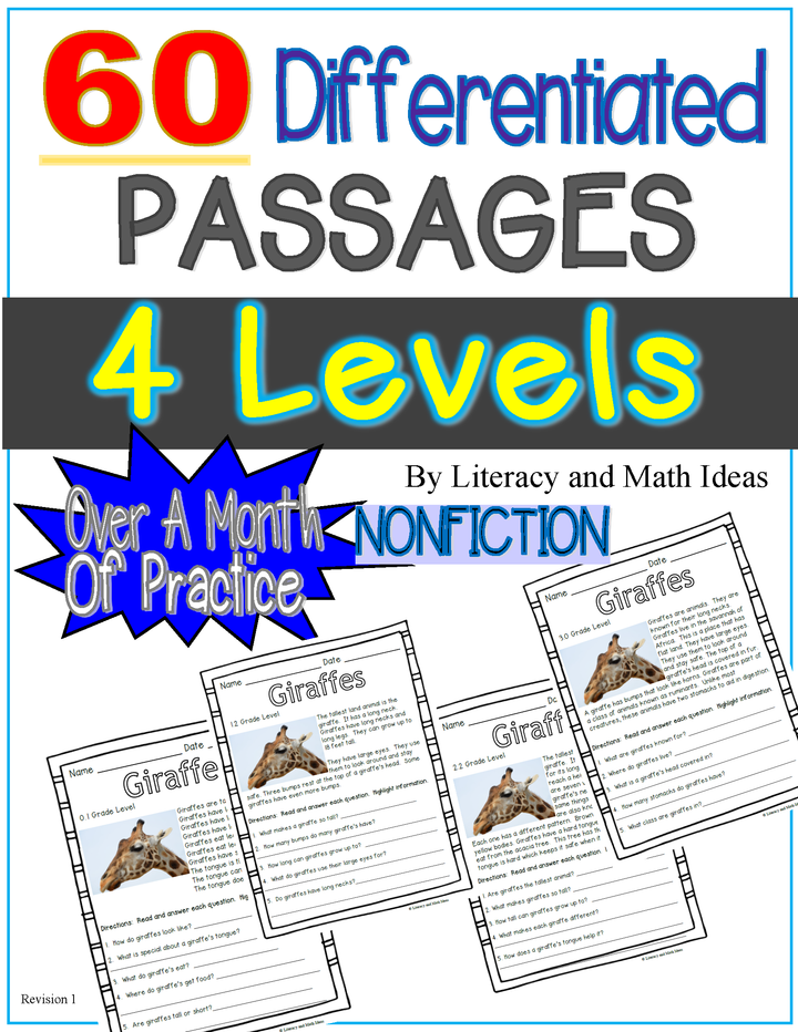 60 Differentiated Nonfiction Passages (4 Levels Per Topic)