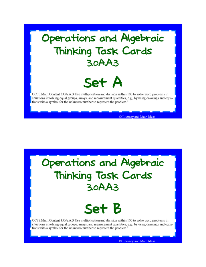 Differentiated Common Core Math Grade 3 Task Cards 3.OA.A.3