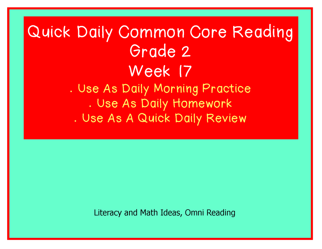 Grade 2 Daily Common Core Reading Practice Week 17