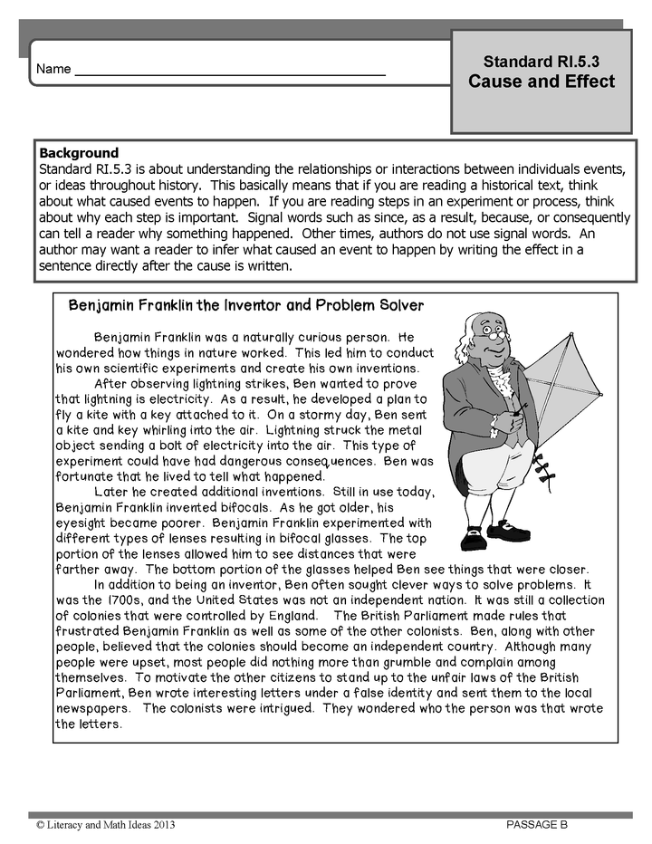 Common Core Grade 5: Cause and Effect RI.5.3 Practice