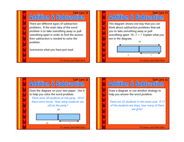 Addition and Subtraction Word Problem Task Cards