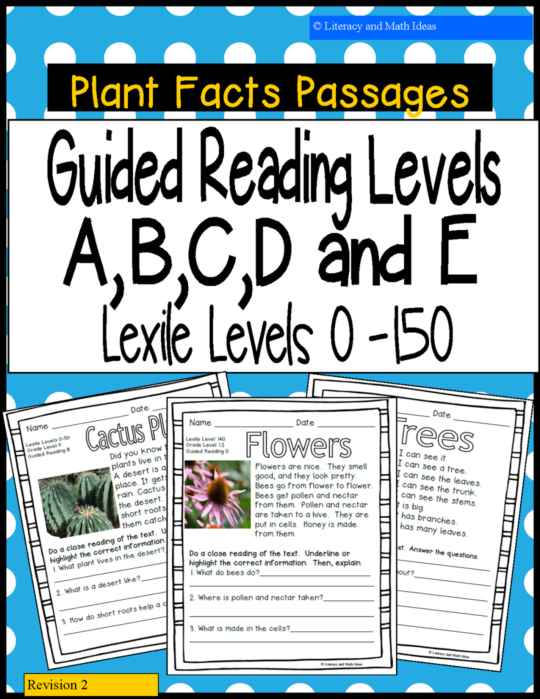 (Plants) Leveled Passages Guided Reading Levels A,B,C,D,E (Lexiles 0-150)