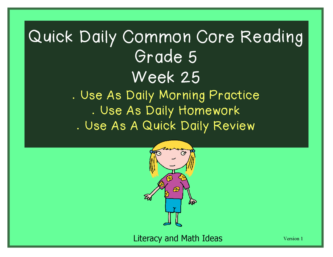 Grade 5 Daily Common Core Reading Practice Week 25