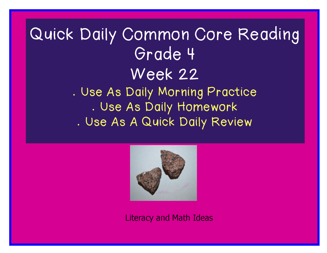 Grade 4 Daily Common Core Reading Practice Week 22