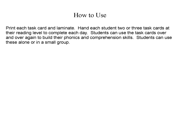 {Free} Task Cards Organized By Guided Reading/Lexile Levels (Level A)