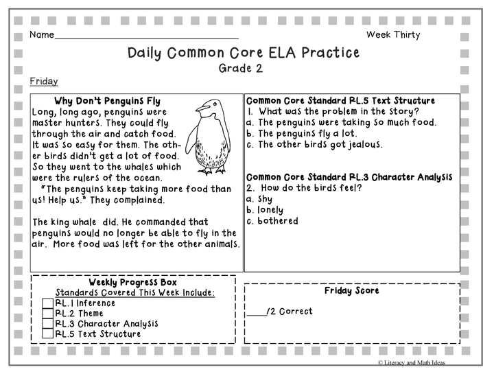 Grade 2 Daily Common Core Reading Weeks 26-30