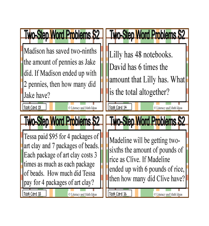 Set 2 (Multiplication and Division) Two-Step Word Problems