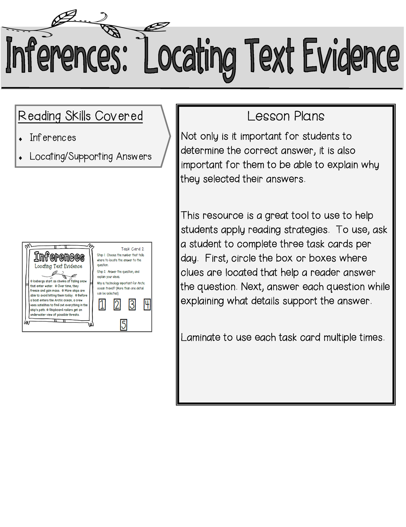 Locating Text Evidence Task Cards (Bundle) – Literacy and Math Ideas