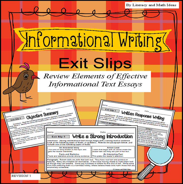 Expository/Informational Writing Exit Slips