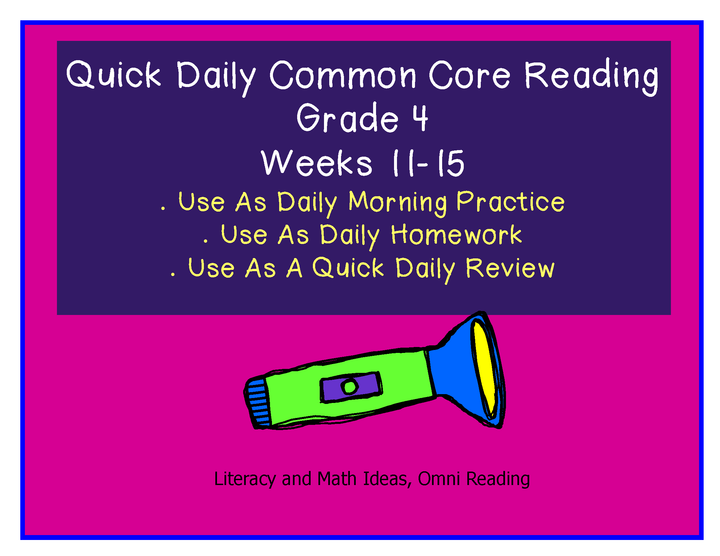 Grade 4 Daily Common Core Reading Practice Weeks 11-15