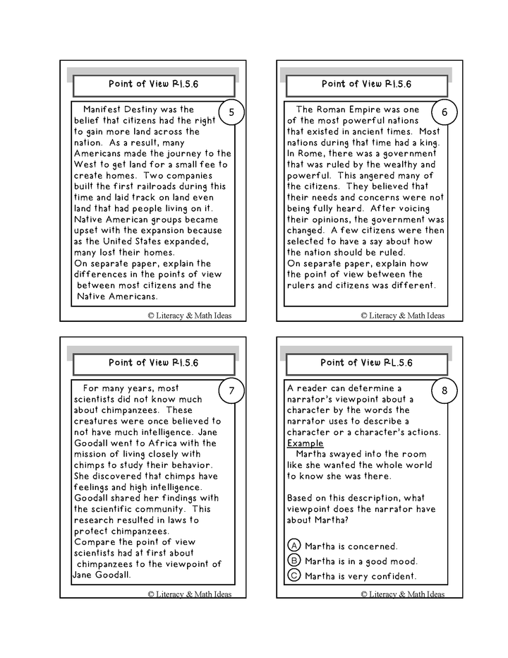 Point of View Grade 5 Common Core RL.5.6 and RI.5.6