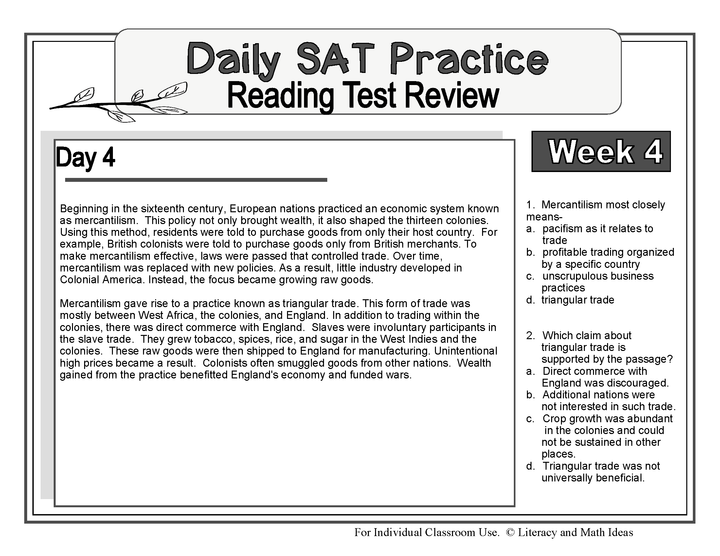 Daily SAT Reading Practice Week 4